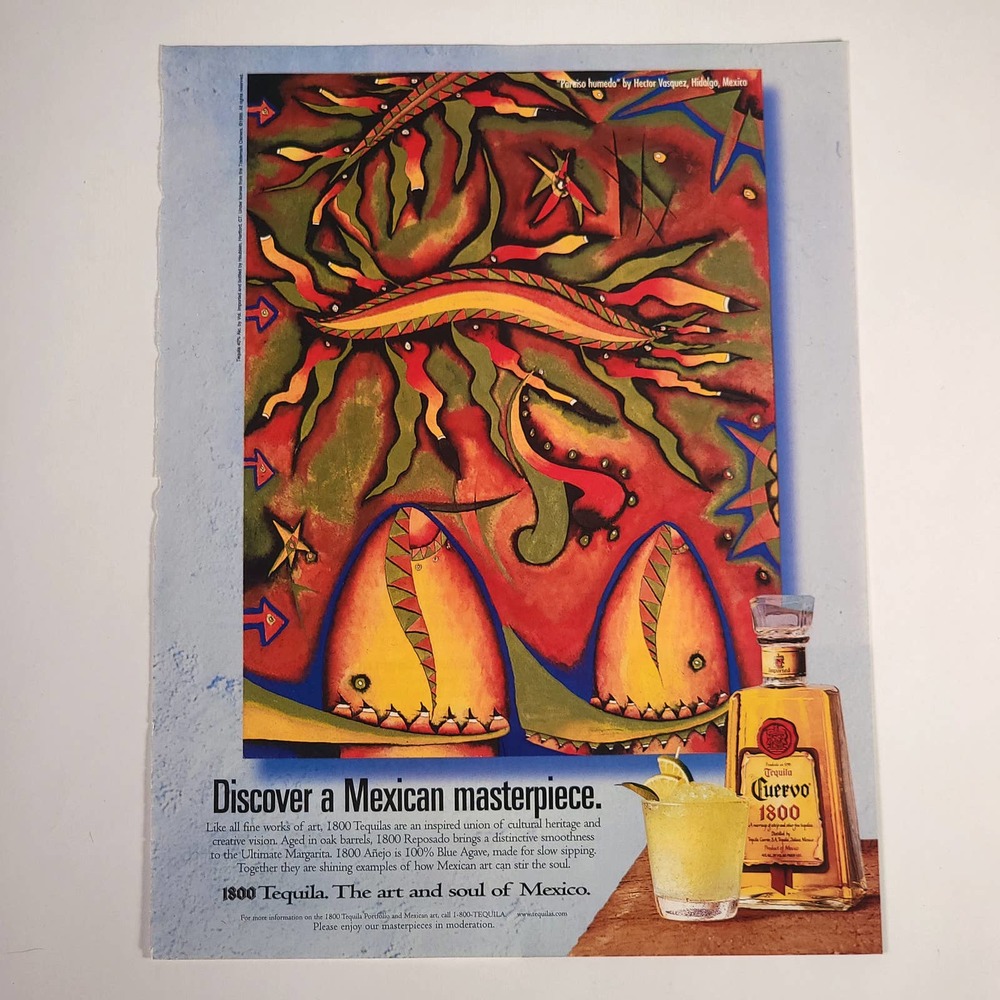 Cuervo 1800 "Paraiso Humedo" Hector Vasquez Vintage Print Ad 2000 Maxim 8.5"x11"